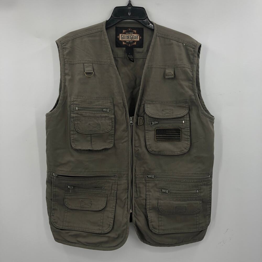 GUIDE GEAR Men's Full Zip Concealment, Photography, Shooting Vest Green Size L